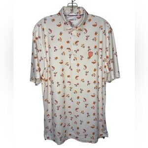 Johnnie O Men's Flynn Printed Polo Shirt White Orange - Medium